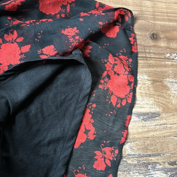 Zara Red/Black Floral LongSleeved Dress - Picture 6 of 6